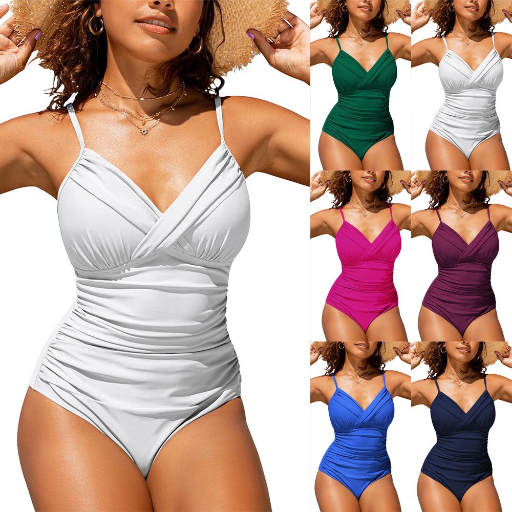 Swimsuit Bikini Ruched - بدلة سباحة نسائية بيكيني تانكيني، لون