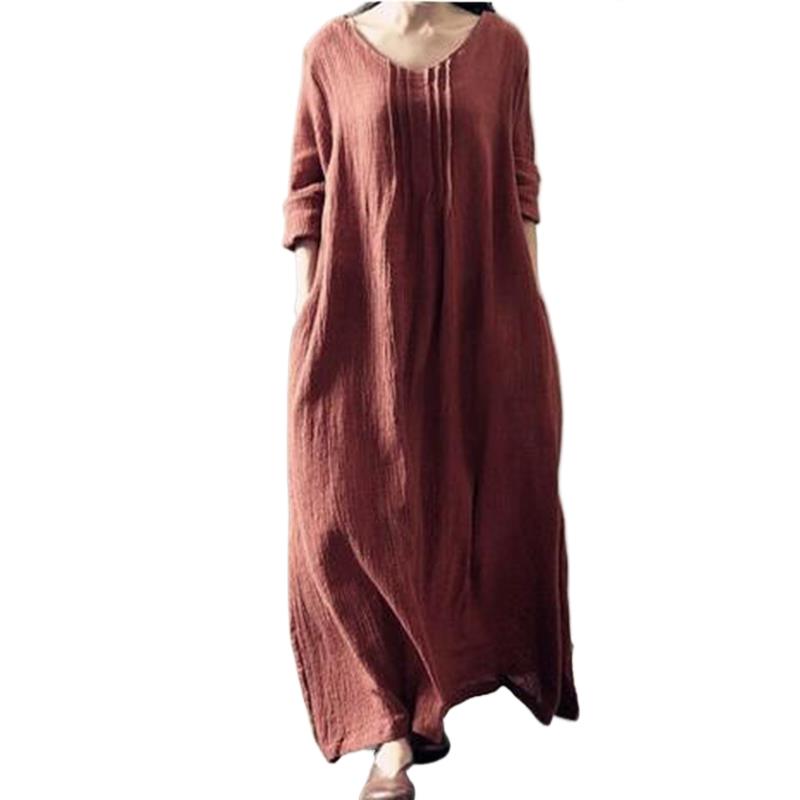 Linen Dress Wrap - 2025 القطن الكتان خمر فستان كامل