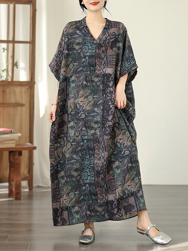 Linen Dress Wrap - فستان نسائي صيفي طويل بنمط عطلة