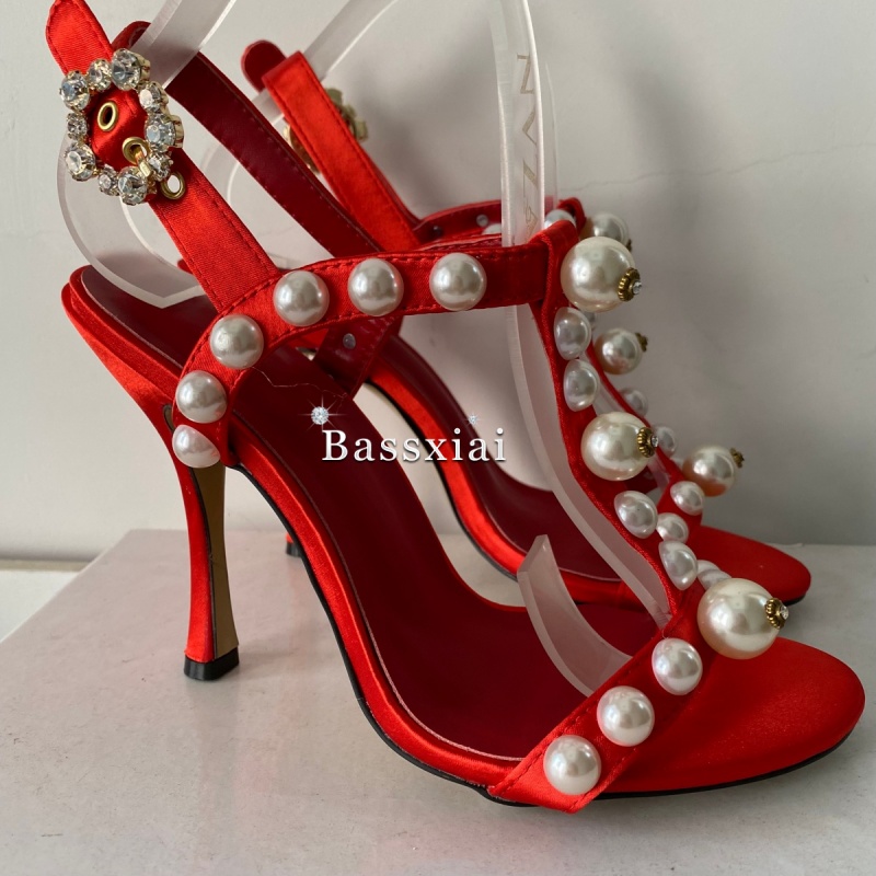 لؤلؤة حبة ديكور T-حزام خنجر كع - مراجعة Sandal Strappy Heeled وسعره