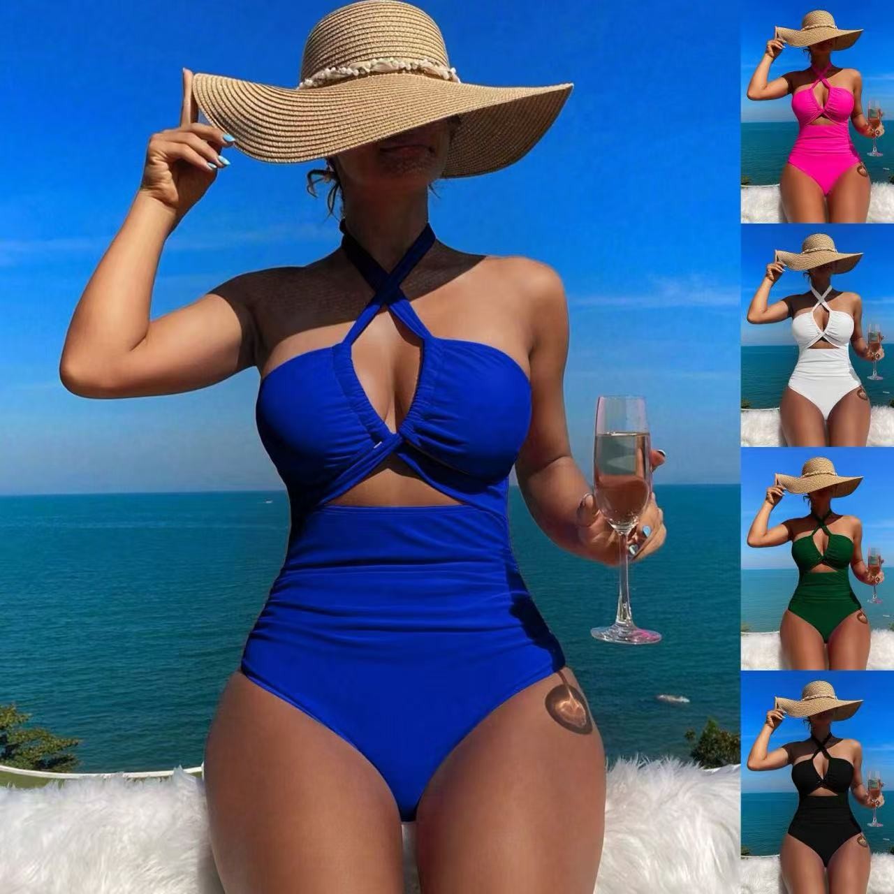ملابس سباحة نسائية سوداء بتصمي - مراجعة Swimsuit Bikini Ruched وسعره