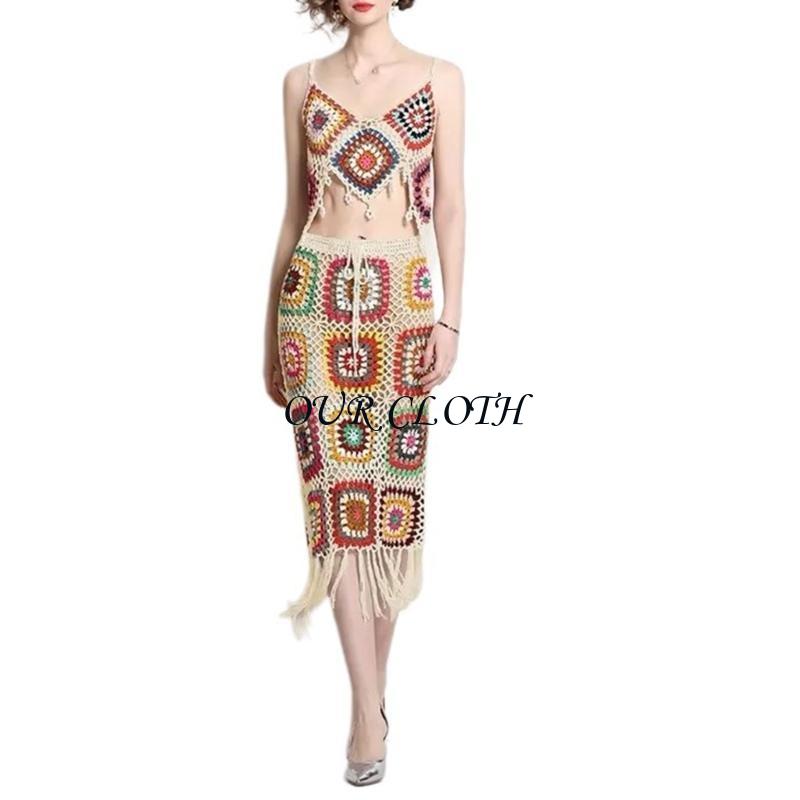 مجموعة تنورة نسائية من الكروشي - مراجعة Crop Top Crochet وسعره