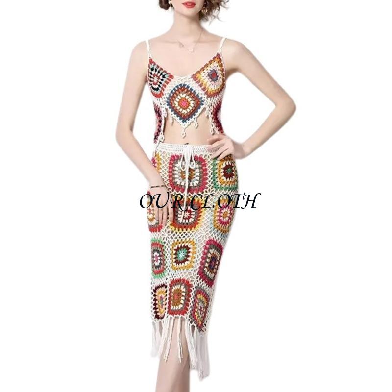 مجموعة تنورة نسائية من الكروشي - مراجعة Crop Top Crochet وسعره