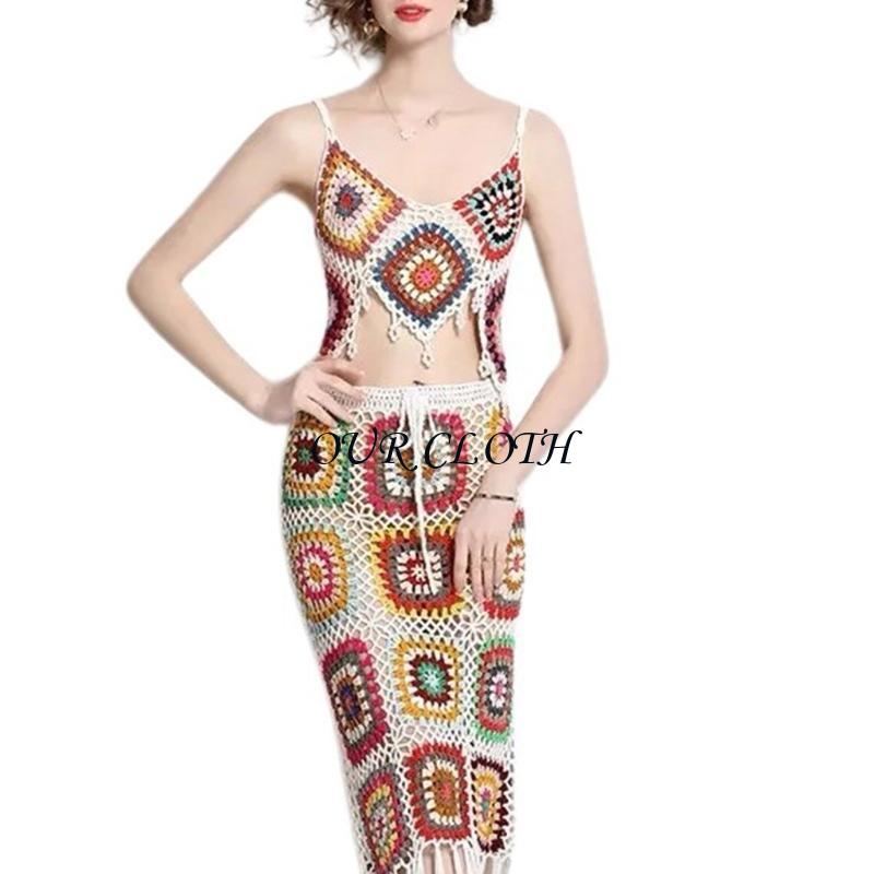 مجموعة تنورة نسائية من الكروشي - مراجعة Crop Top Crochet وسعره