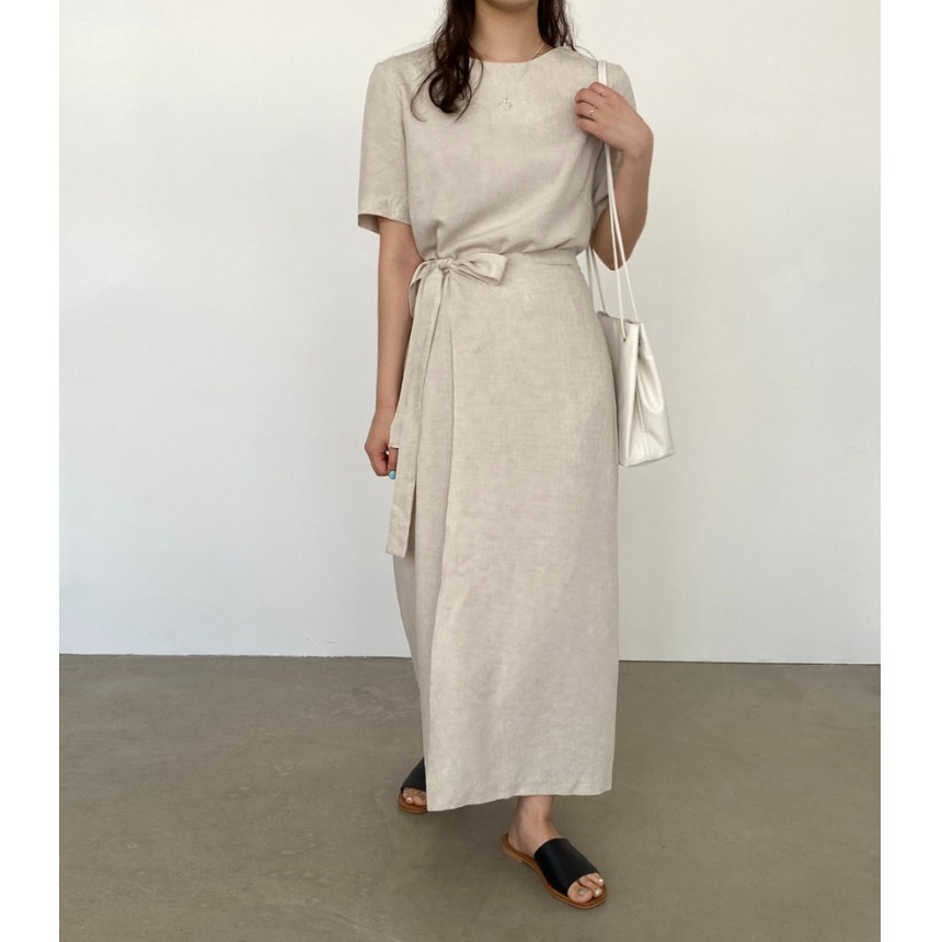 فستان أنيق من القطن والكتان مع - مراجعة Linen Dress Wrap وسعره