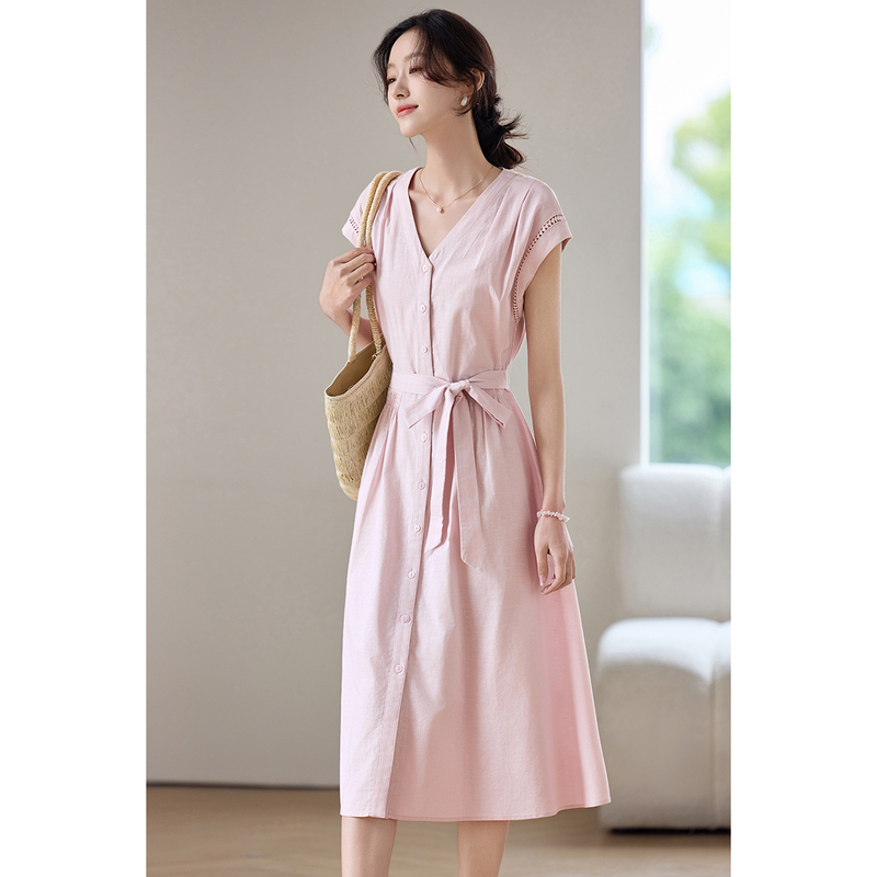 فستان نسائي أنيق صيفي جديد من  - مراجعة Linen Dress Wrap وسعره